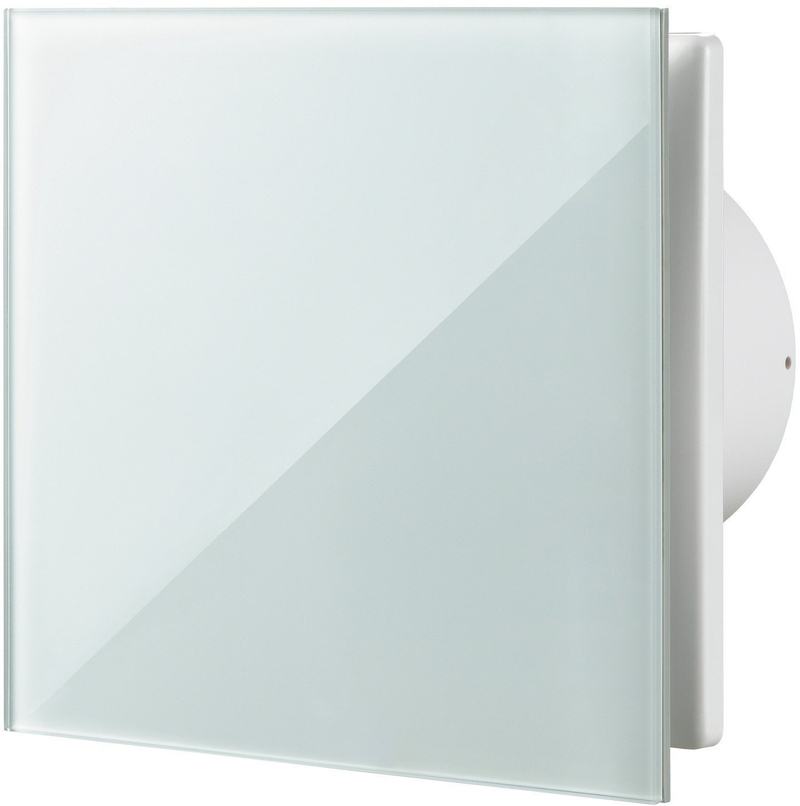 Ventilator axial Monroe AXIAL FAN 100 SOLID GLASS, panel xhami, për banjo dhe kuzhina, i bardhë