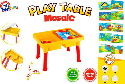 Lodër tavolinë mozaiku 4toys Mosaic, 26 copë, mbi 2 vjeç, e verdhë me të kuqe