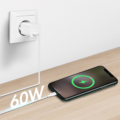 Kabllo LogiLink USB 2.0 Type C në USB A, 60W, najlon, e bardhë