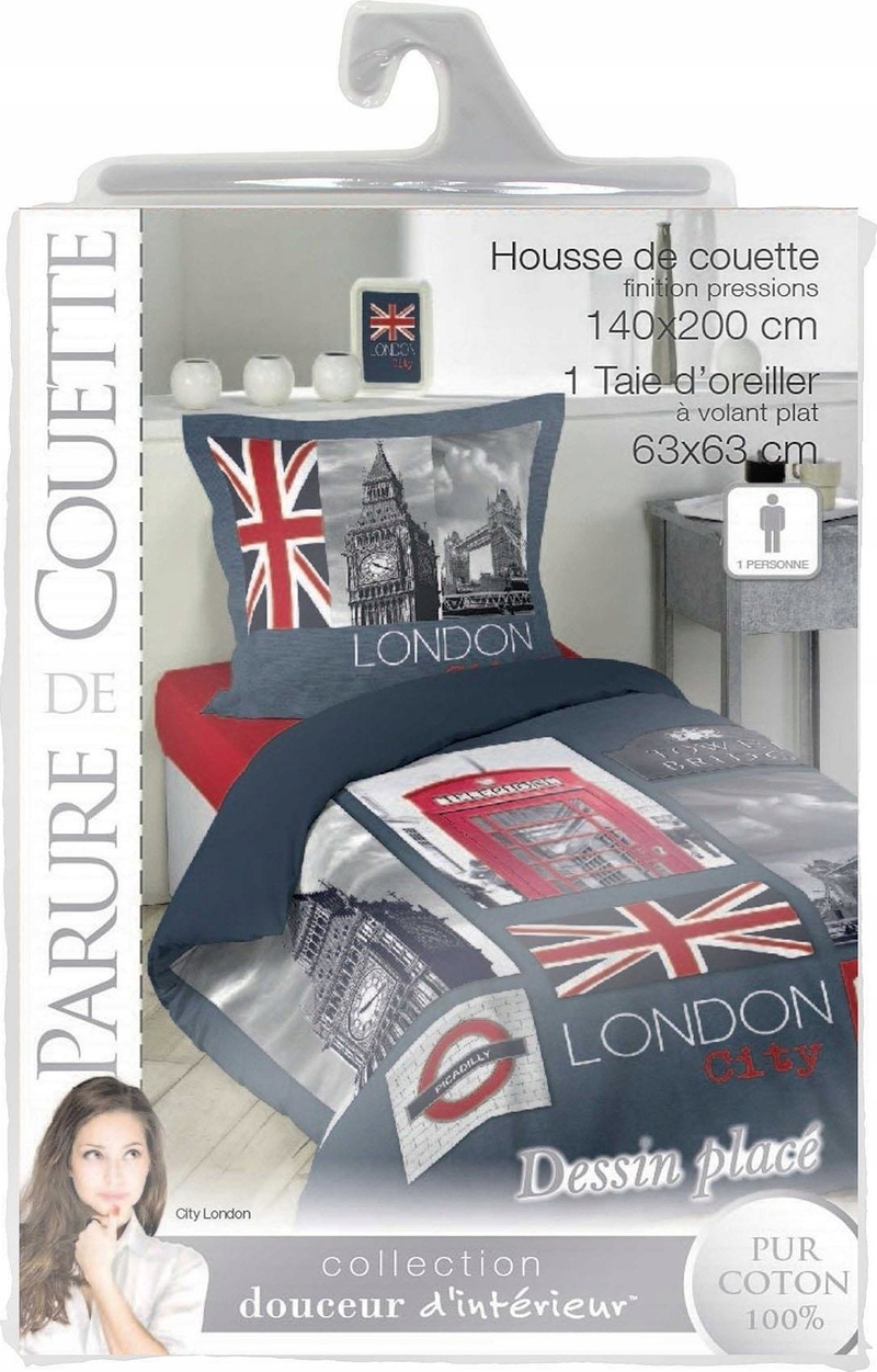 Set krevati Douceur D'in City London, pambuk 100%, 140 x 200 cm, shumëngjyrësh