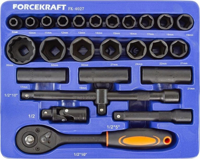 Set çelësa soket Socket Wrenches, 26 copë, 1/2", 8-36 mm