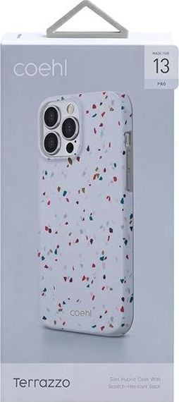 Kuti mbrojtëse Uniq Coehl Terrazzo për iPhone 13 Pro, 6.1", e bardhë natyrale