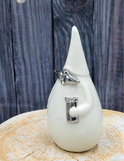 Figurë dekorative Saska Garden Santa Claus Sławomir, porcelan, e bardhë argjendi