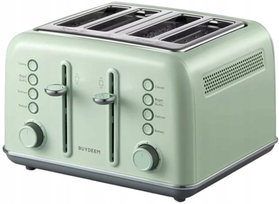 Тостер BUYDEEM DT-6B83G, 4 парчиња, не’рѓосувачки челик, винтиџ зелена