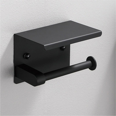 Mbajtëse letrash higjienike AG887, me raft sipër, çelik inox, e zezë