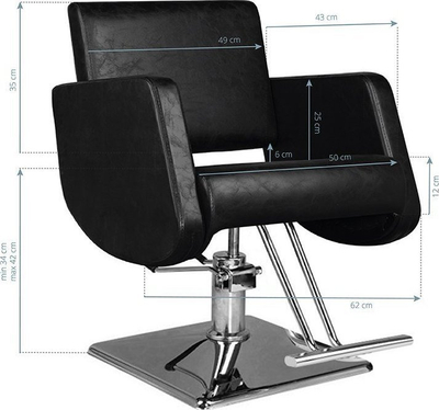 Karrige parukerie Hair System SM376, tapiceri nga eko lëkurë, bazë kromi, e zezë