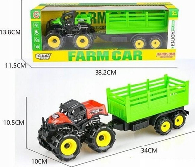Lodër traktor fshati Pro Kids 9888-1, plastikë e fortë, për kalamaj, jeshil