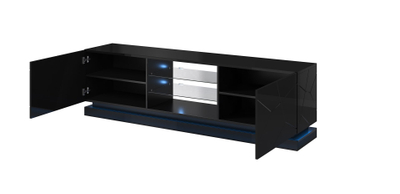 Komodë TV Bed Meble QIU 200, 42x57x200cm, MDF, e zezë