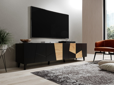 Komi TV Cama Meble Etna, 200 cm, chipboard MDF, e zezë artisan oak