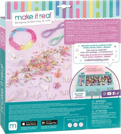 Set bizhuterish për fëmijë Make It Real Butterfly Jewelry, 281 pjesë, motive fluturash, shumëngjyrësh