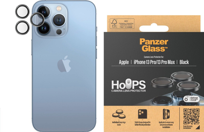 Mbrojtës kamere PanzerGlass Hoops për iPhone 13 Pro dhe 13 Pro Max, xham i fortë, i zi