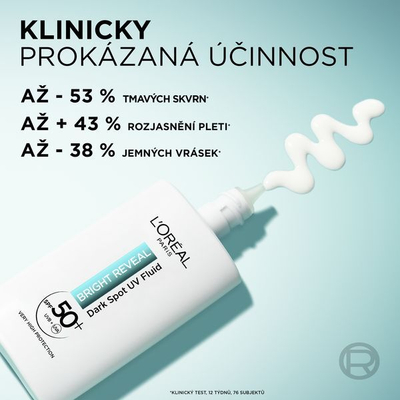 Lëng për mbrojtje ndaj diellit L´Oréal Paris Daily Anti-UV Fluid Against Dark Spots Bright Reveal SPF 50+, 50 ml
