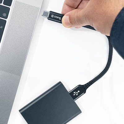 Kabllo USB Crong CRG565, USB A në USB C, 0.25m, 60W, e zezë
