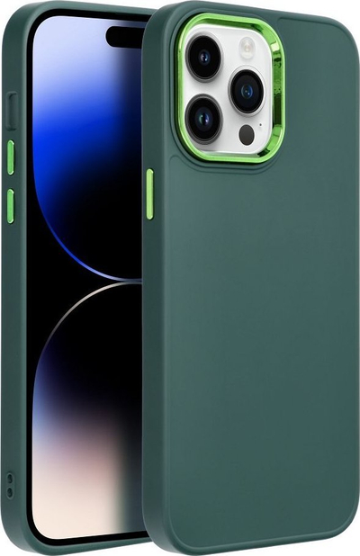 Këllëf FRAME për iPhone 14 Pro Max, PU TPU, mbrojtës, jeshil
