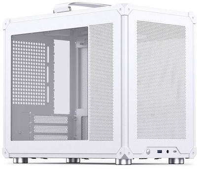 Куќиште за компјутер Jonsbo C6 MAX, Mini Tower, Micro ATX, калено стакло, бело