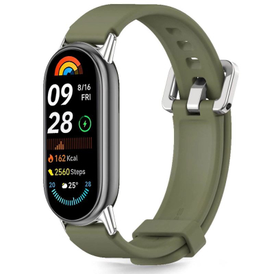 Rrip dore Tech-Protect Iconband Classic për Xiaomi Smart Band 8 9 10, silikon, universal, jeshile ushtarake