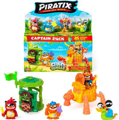 Сет играчки Piratix Adventure World Crazy Jungle Captain Pack Pharaonix, 4 фигури, неонски додатоци, шарено
