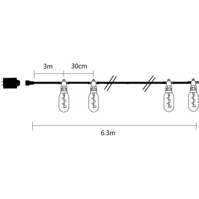 Garlandë dritash Saska Garden Party Light Outdoor, 12 LED spiral, 6.3m, e zezë