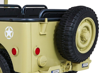 Makina elektrike për kalamaj Baby Active Retro Military Vehicle 4x4, me drita që punojnë, ngjyrë rëre