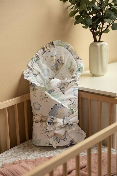 Mbështjellëse bebe Walk Baby Nest Cone, 75x75cm, me volan, e bardhë