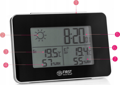 Stacion moti wireless me orë e alarm, ekran me ndriçim blu, i bardhë