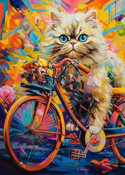Puzzle Castorland Cat On A Bicycle, 180 copa, për kalamaj