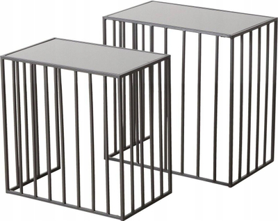 Set tavolinash për dhomën e ndenjjes Boltze Joris, metal me sipërfaqe pasqyre, 2 copë, ngjyrë argjendi