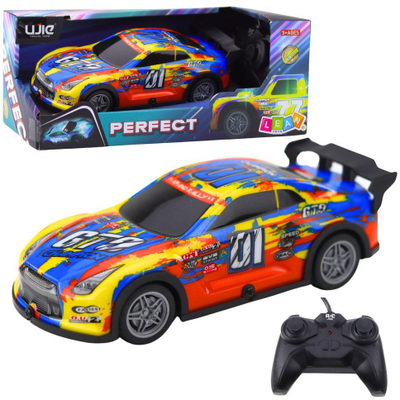 Makina me telekomandë Racing RC, trup i ndriçuar, 27MHz, blu dhe e verdhë
