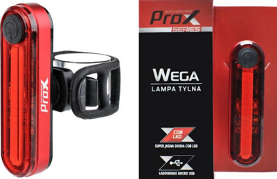 Dritë pasme biçiklete Prox Wega, 40 lm, 6 mënyra, e kuqe