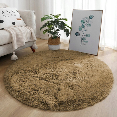 Tapet rrumbullak Strado Round Shaggy, 160x160 cm, 3.5 cm i trashë, bej i çelët