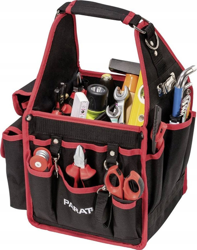 Çantë veglash Parat BASIC Tool Softbag S, 21 xhepa, 215x235x400 mm, e zezë me të kuqe
