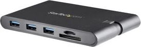 Adaptues multiport USB C StarTech.com, HDMI 4K, VGA 1080p, 3x USB 3.0, PD 100W, gri