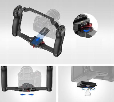 Kornizë cage stabilizuese për kamera Neewer CA077, alumini, doreza ergonomike, e zezë