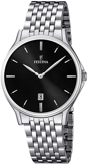 Orë për meshkuj Festina, e zezë & e argjendtë