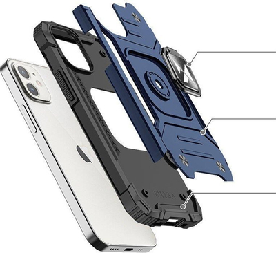 Futrollë telefoni Wozinsky Ring Armor për iPhone 14 Plus, me unazë, blu