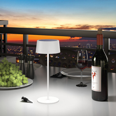 Lampë tavoline RealPower LED Solar, e rikarikueshme, dritë e rregullueshme, e bardhë