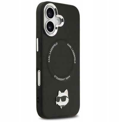 Mbulo telefon Karl Lagerfeld Leather MagSafe për iPhone 17, lëkurë, MagSafe, e zezë