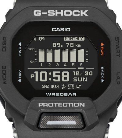 Ora sportive Casio G Shock GBD 200 G Squad, Bluetooth, që s’e ha goditja, e zezë