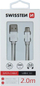 Кабел за податоци Swissten USB A во USB C, 2 m, пренос 3A, црна