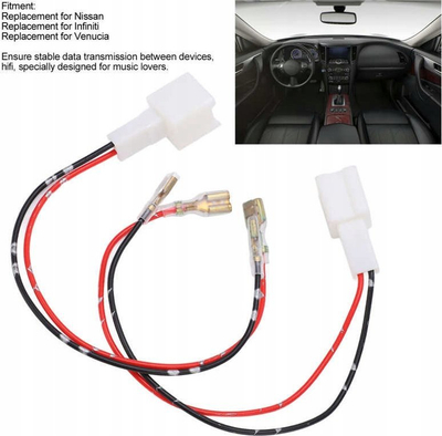 Kabllo adapter audio për makinë Nissan, Infiniti, Venucia, 2 copa, e zezë me të kuqe