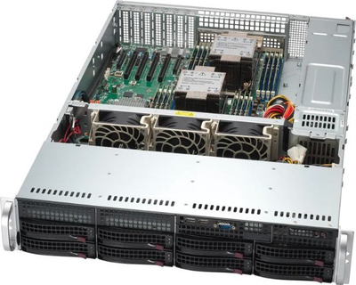 Server rack Supermicro SuperServer 621P-TRT, 2U, 2x 8 bërthama, 64GB RAM, gri