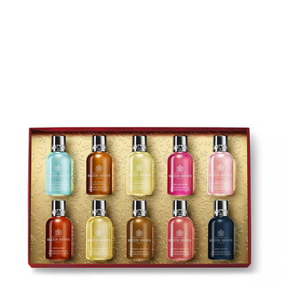 Set kujdesi ndaj trupit Molton Brown Stocking Filler, xhel dushi dhe banjoje 10x 50 ml