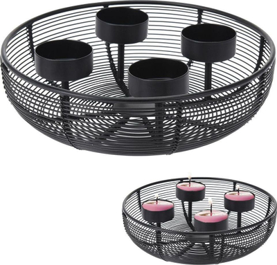 Mbajtëse qirinjsh Home Styling Collection Loft, për 4 tealight, metal, e zezë