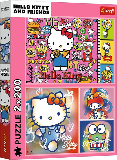 Puzzle Trefl Hello Kitty and Friends, set me 2 puzzle, 200 copë, shumëngjyrësh