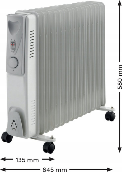 Radjator me vaj Volteno VO2825, 15 rebra, 2500W, gri