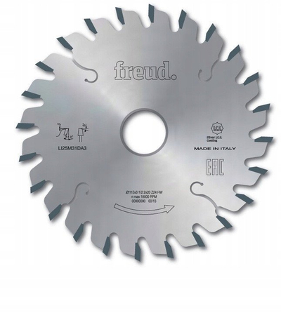 Disk sharrë Freud trapezoidal scoring 80mm, 20mm, 12 dhëmbë, për pllaka druri