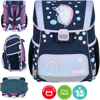 Tornister shkolle Herlitz Loop Unicorn Dreams, ergonomik, për fëmijë 6-9 vjeç, lejla e kaltër