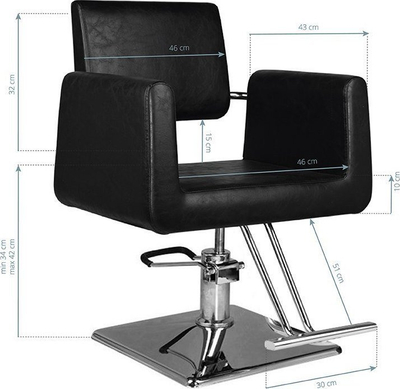 Karrige parukerie Hair System SM313, lëkurë eko, bazë kromi, e zezë