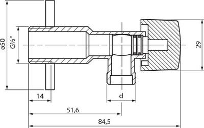 Аголен вентил Perfexim Anti-scale, 1/2" x 3/8", метален