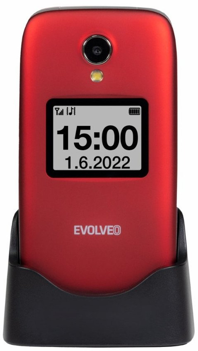 Telefoni me kapak EVOLVEO EasyPhone FS, ekran 2.8", për të moshuar, i kuq